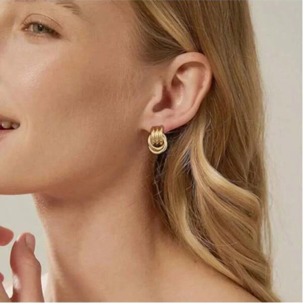 Triple Hoop Drop Earrings | 18K Gold Filled